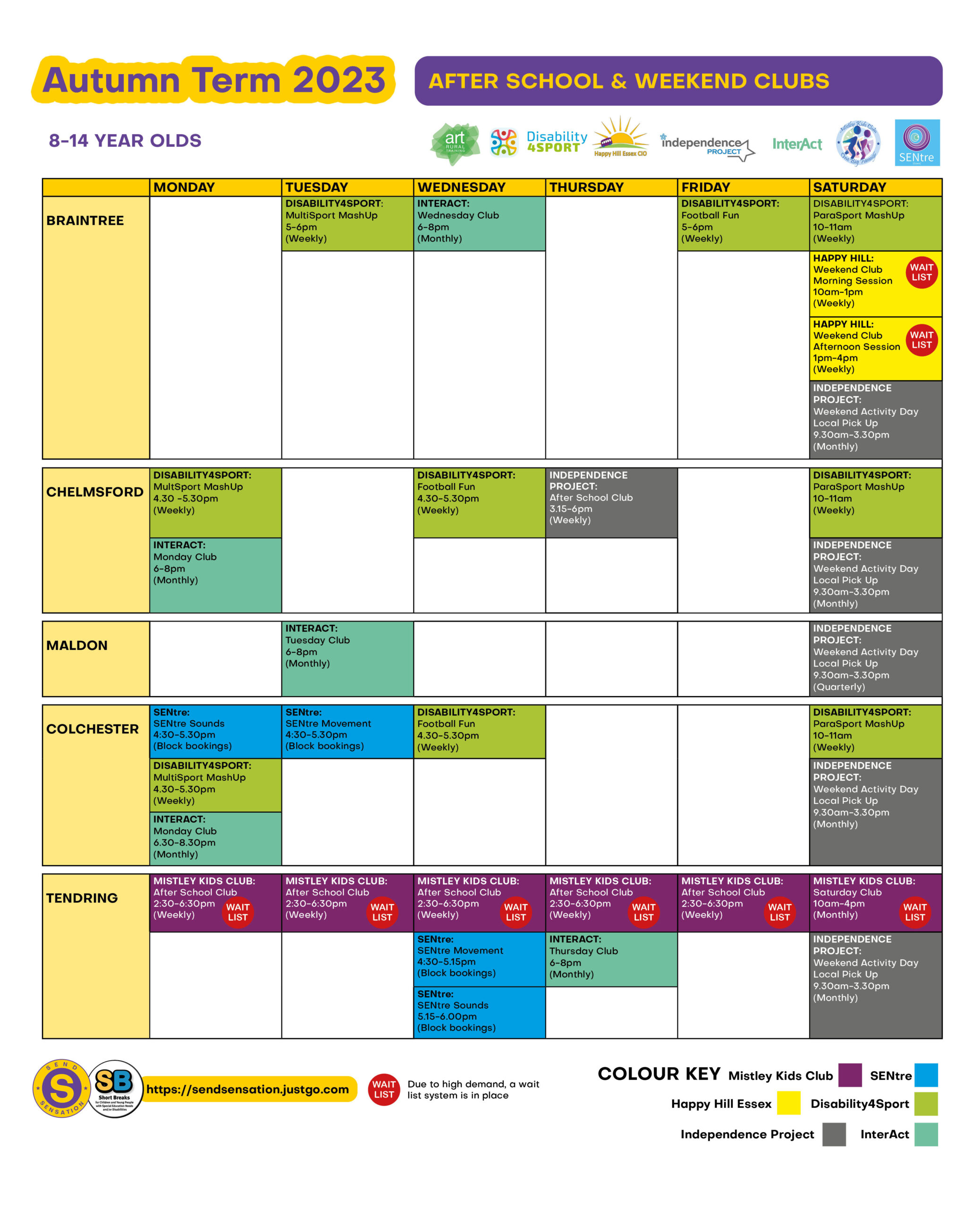 Timetables | Send Sensation